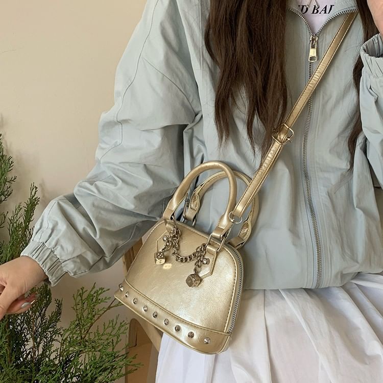 Bag Crossbody Leather Studded Faux