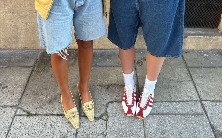 Waist Low Shorts Washed Pocket Denim Straight-Leg