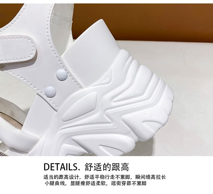 Platform Sandals Rhinestone Strappy Chunky Heel