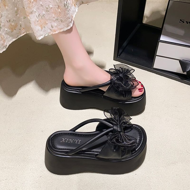 Slide Flower Platform Sandals