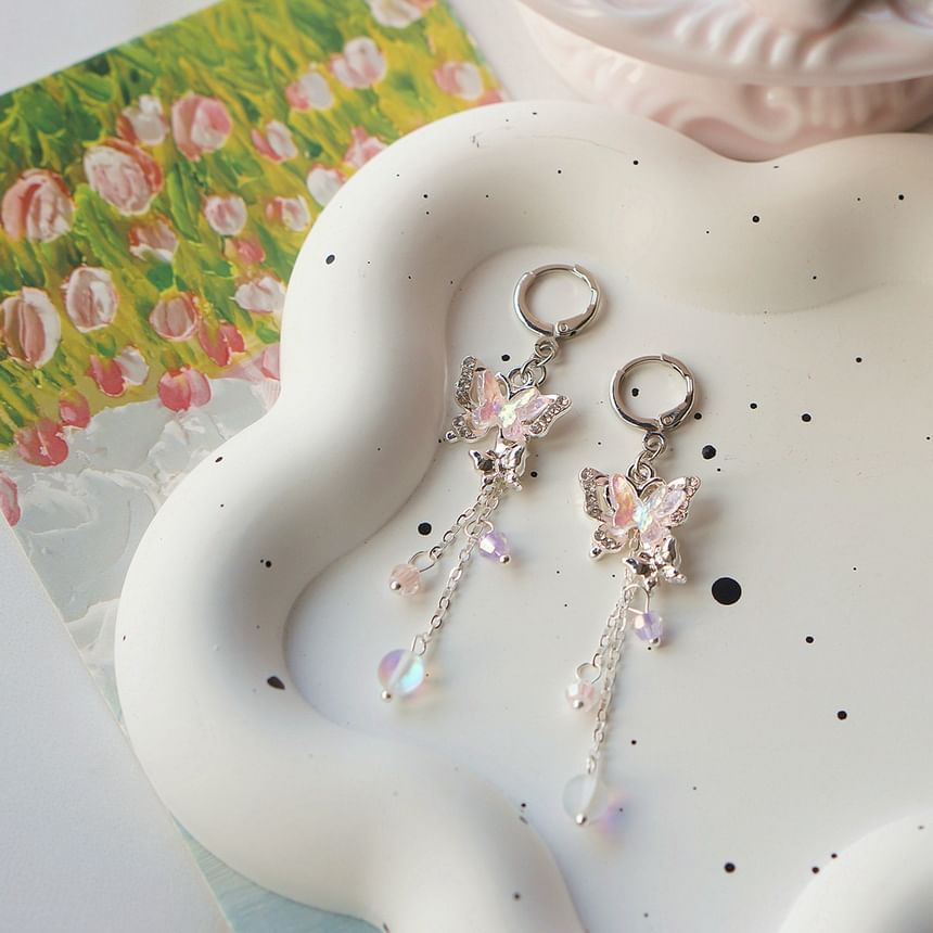 Earring Bead Butterfly Sterling Drop / Clip-On 925 Silver