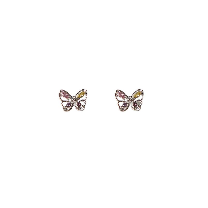 Silver Sterling CZ 925 Stud Butterfly Earring