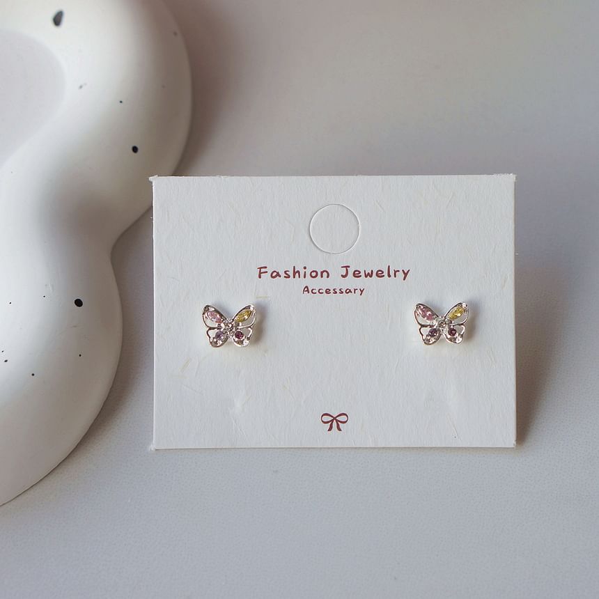 Silver Sterling CZ 925 Stud Butterfly Earring