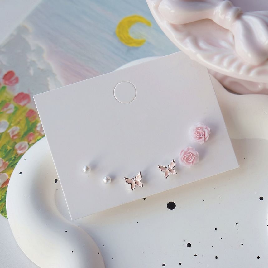 Silver Set Stud Earring Sterling 925 of 6: