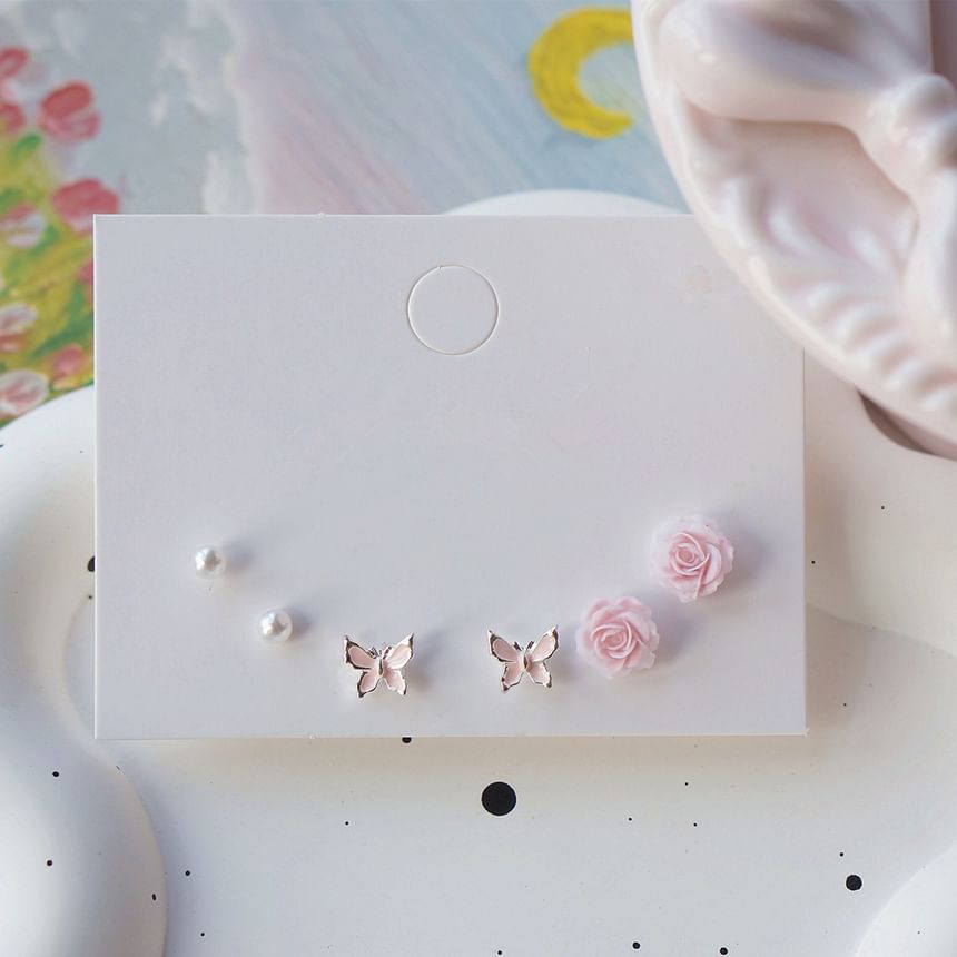 Silver Set Stud Earring Sterling 925 of 6: