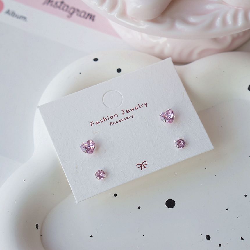 Silver Sterling 925 4: Set Stud of Earring CZ