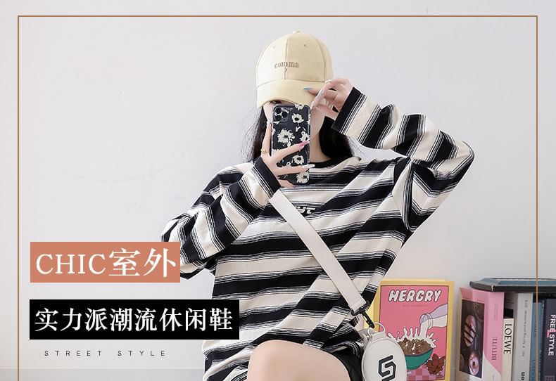 Leather Color Sneakers Block Lace-Up Faux