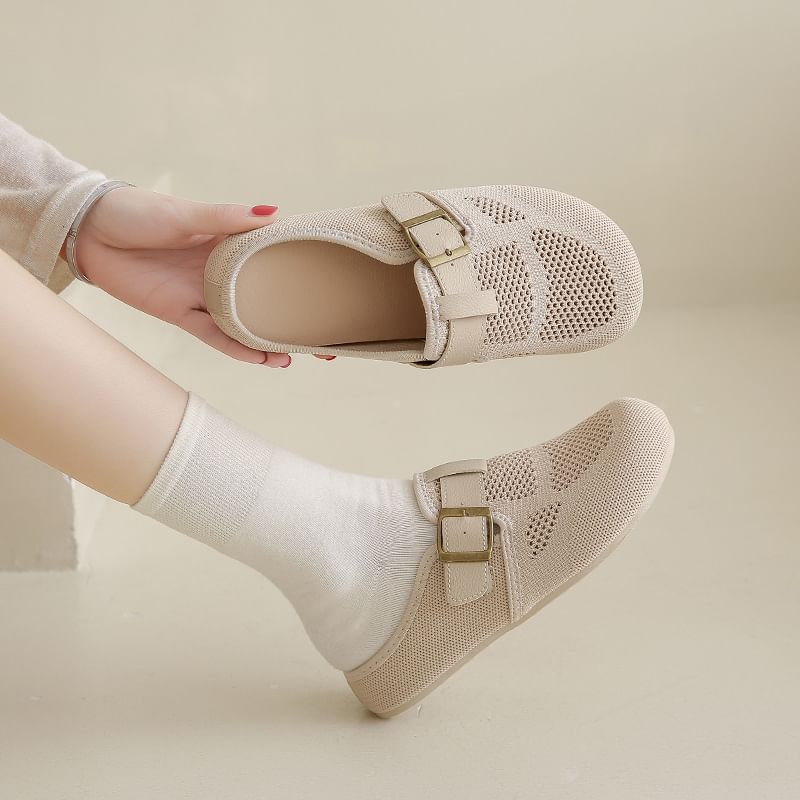 Mules Plain Buckled Perforated