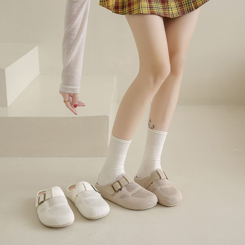 Mules Plain Buckled Perforated