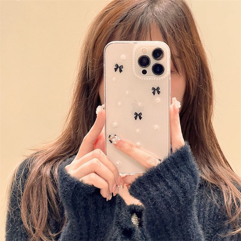 iPhone Case Pearl Bow Faux