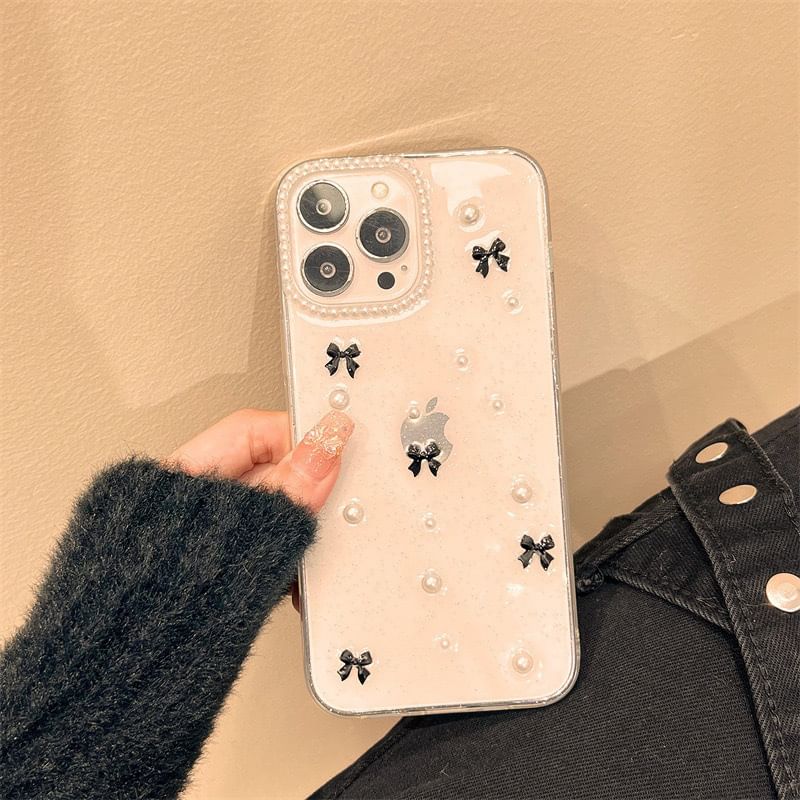 iPhone Case Pearl Bow Faux