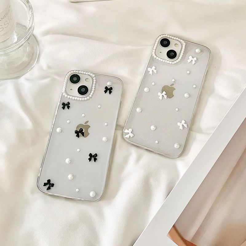 iPhone Case Pearl Bow Faux
