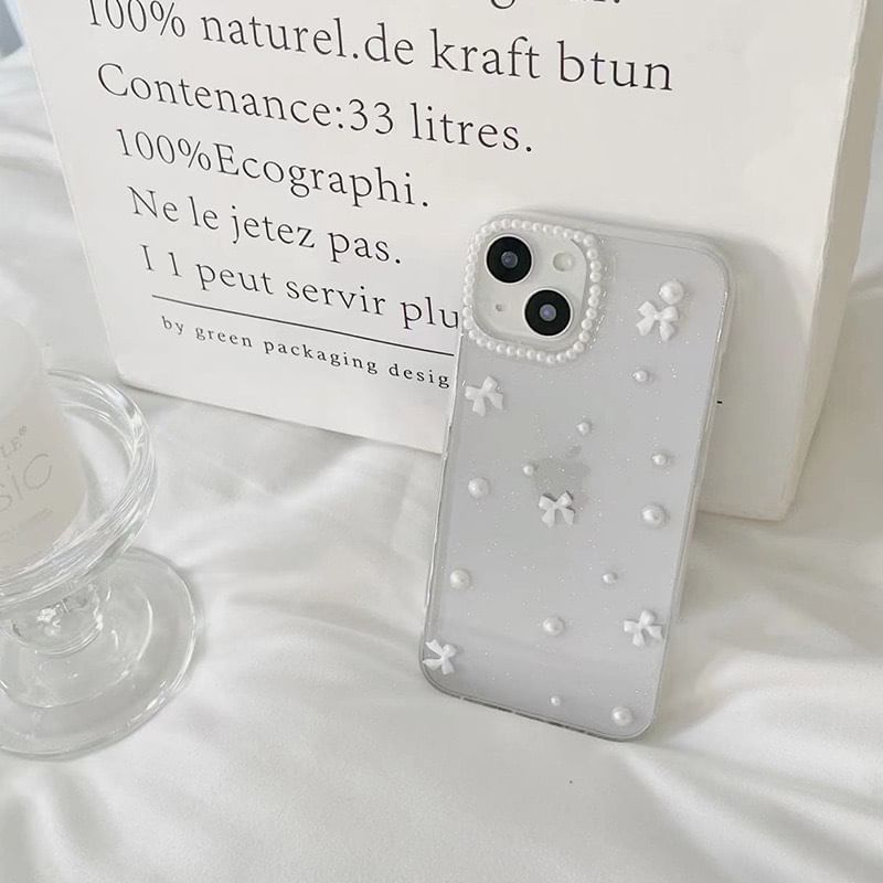 iPhone Case Pearl Bow Faux