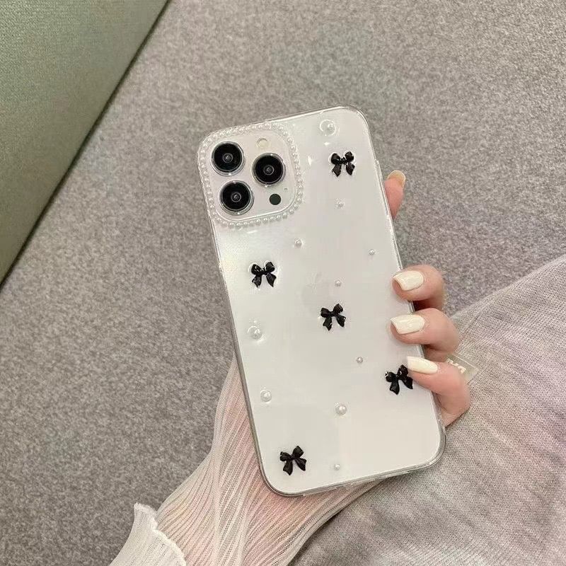 iPhone Case Pearl Bow Faux