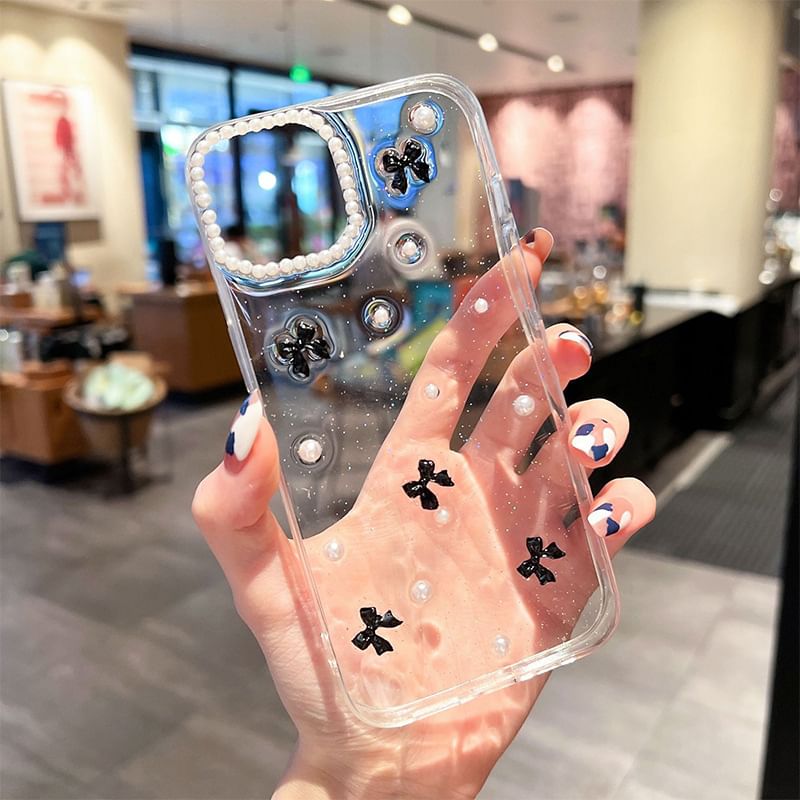 iPhone Case Pearl Bow Faux