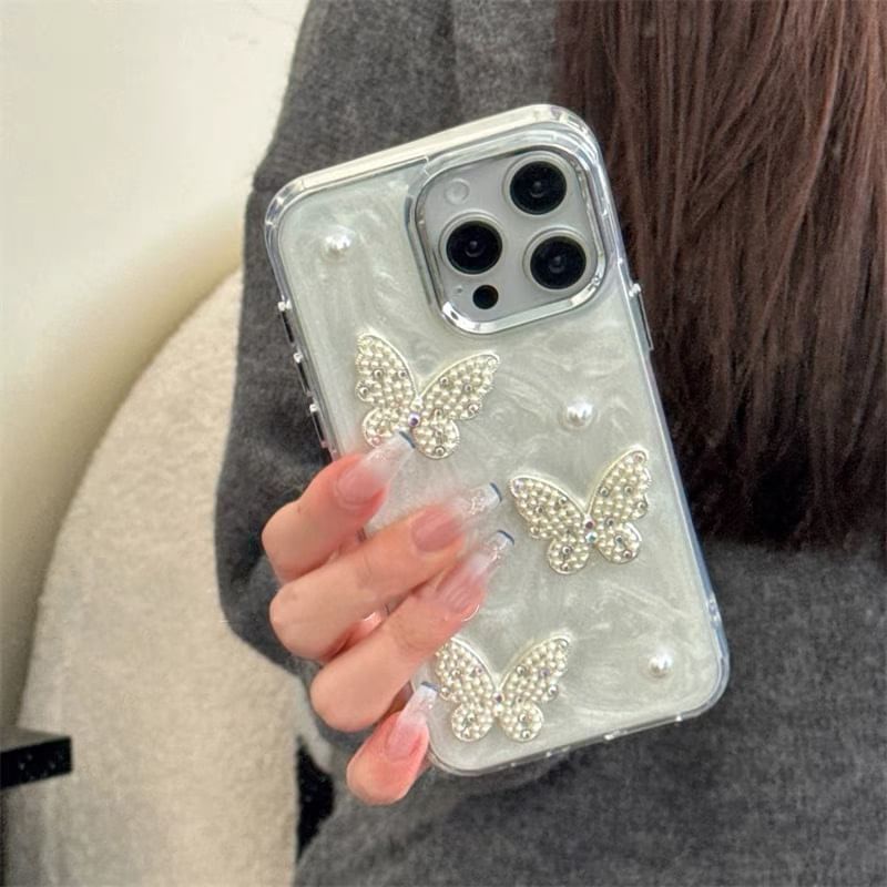 Case Butterfly Faux Pearl iPhone