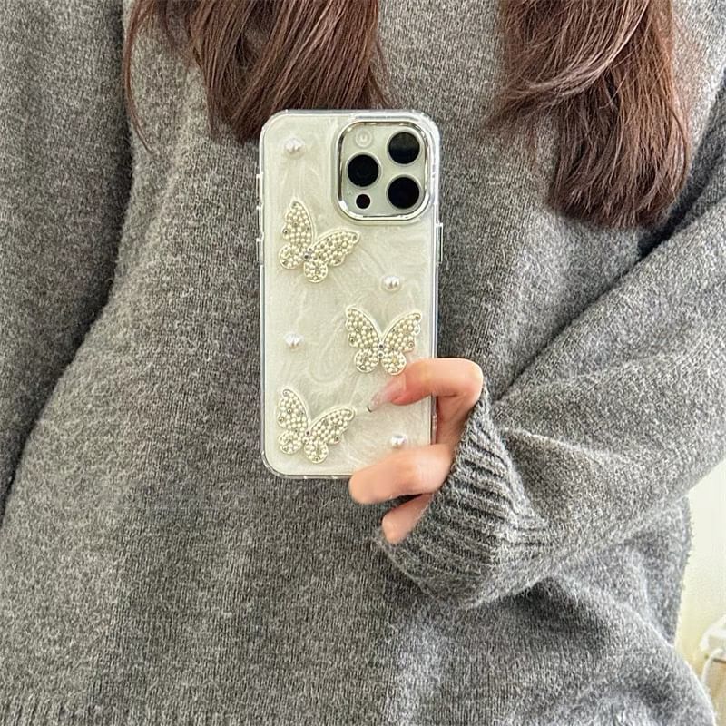 Case Butterfly Faux Pearl iPhone