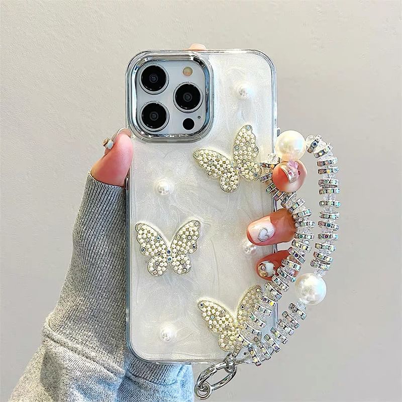 Case Butterfly Faux Pearl iPhone