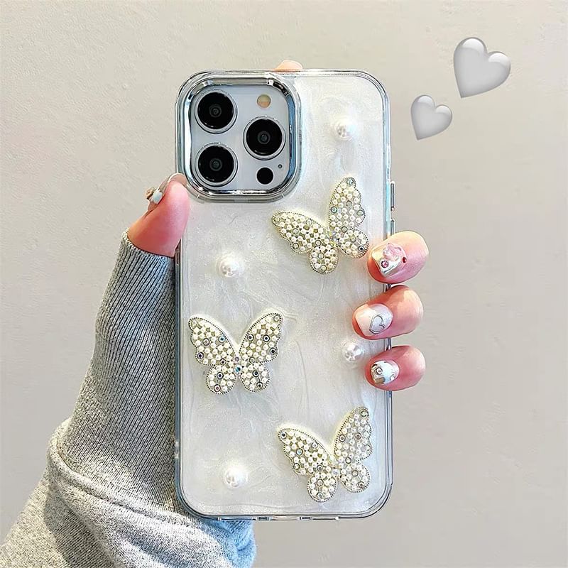 Case Butterfly Faux Pearl iPhone