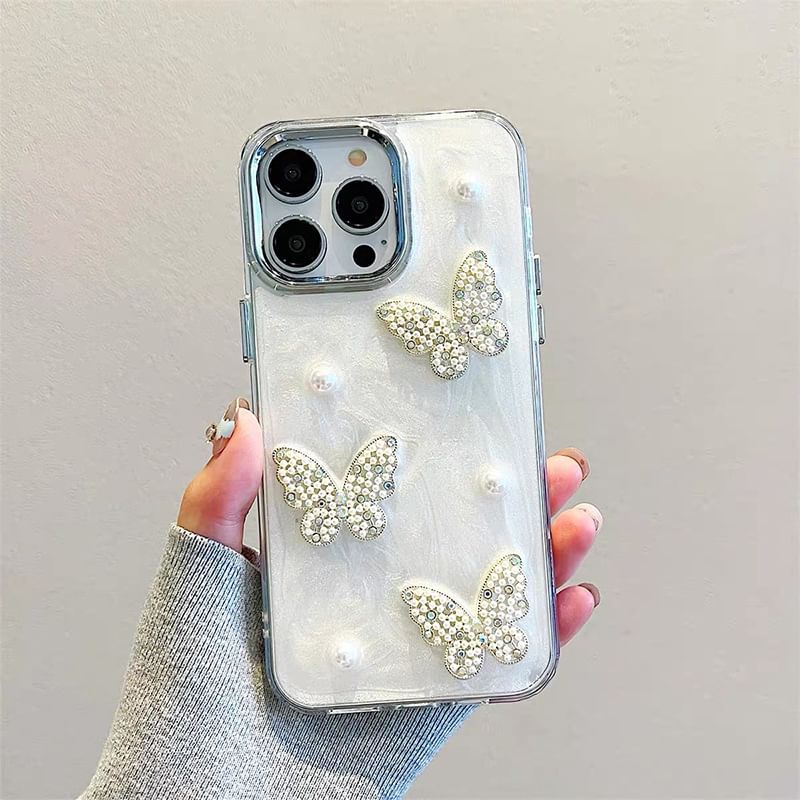 Case Butterfly Faux Pearl iPhone