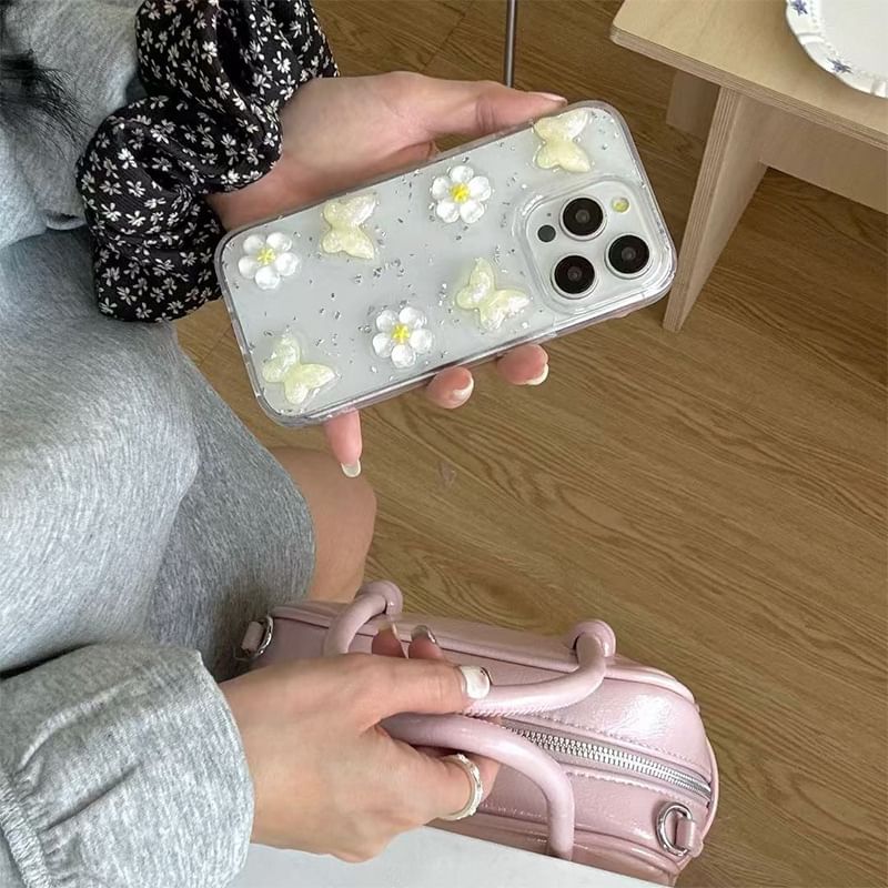 Case iPhone Floral Glitter