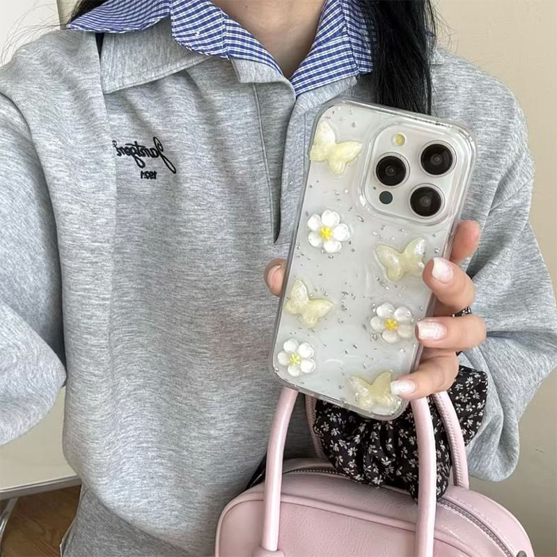Case iPhone Floral Glitter