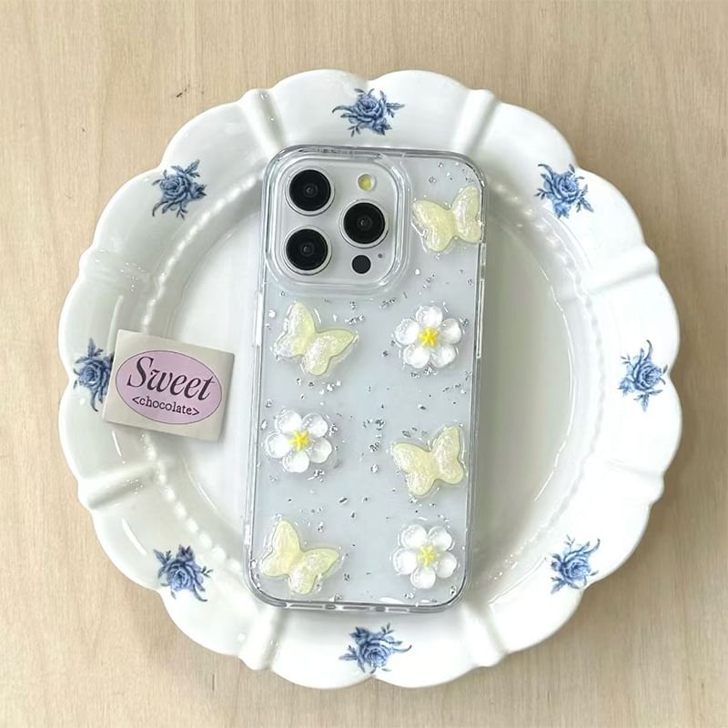 Case iPhone Floral Glitter