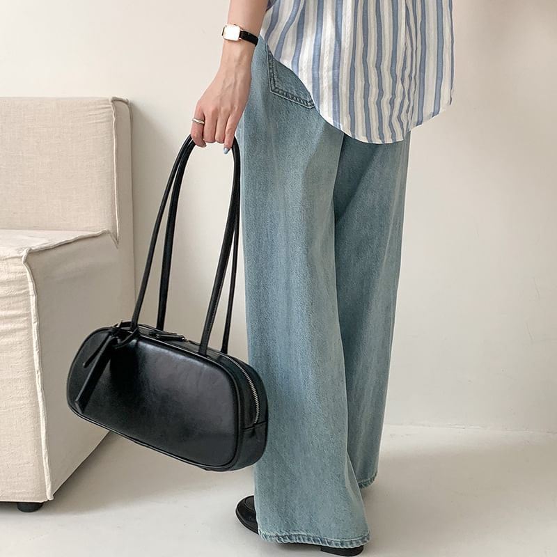 Bag Leather Plain Faux Shoulder