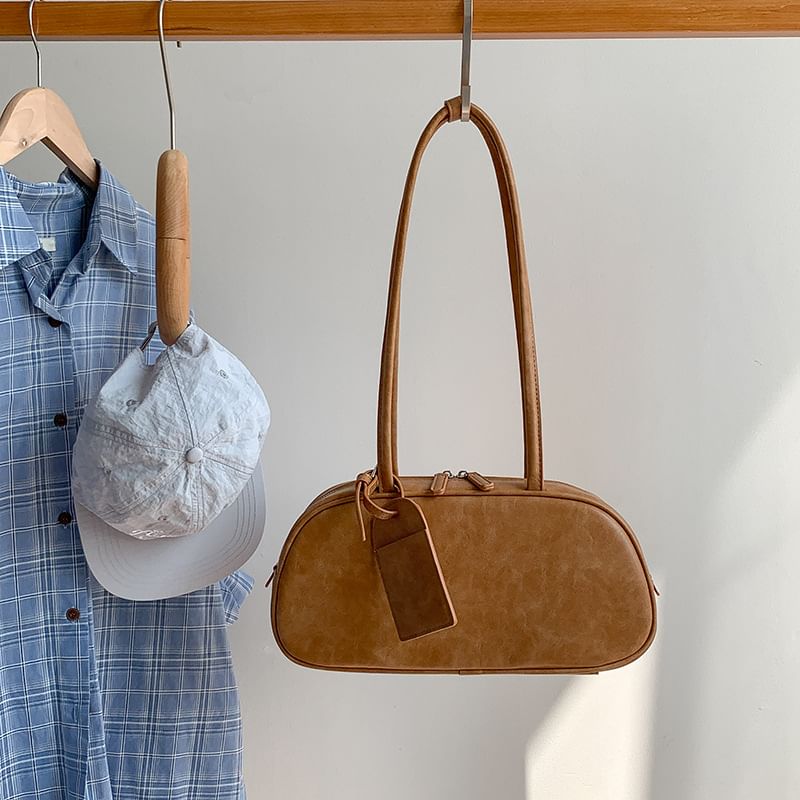 Bag Leather Plain Faux Shoulder