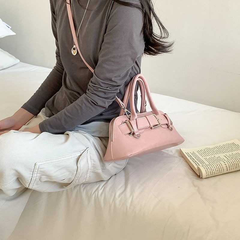Bag Shoulder Faux Buckled Leather