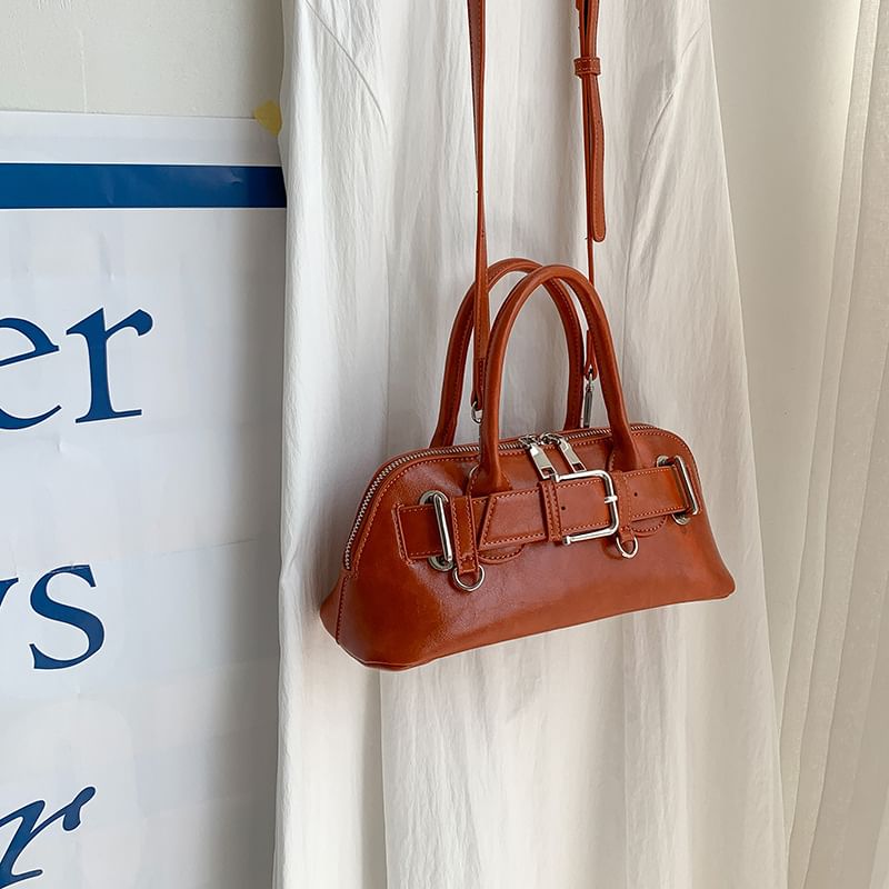 Bag Shoulder Faux Buckled Leather