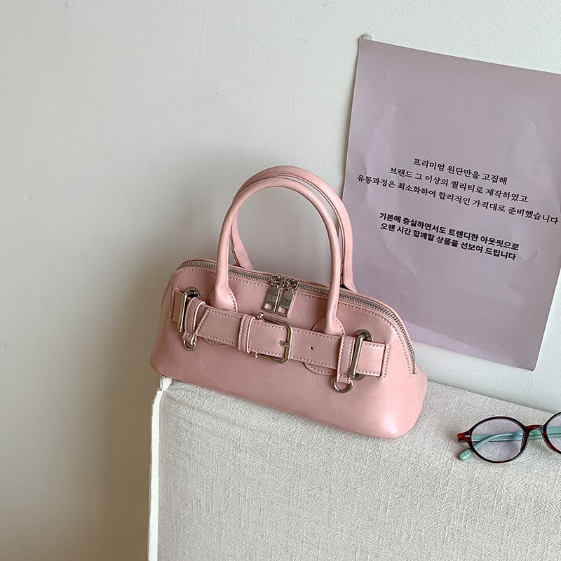 Bag Shoulder Faux Buckled Leather