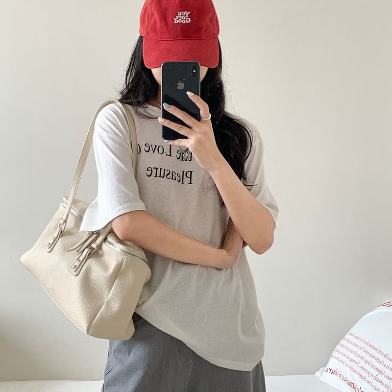 Leather Plain Faux Bag Shoulder