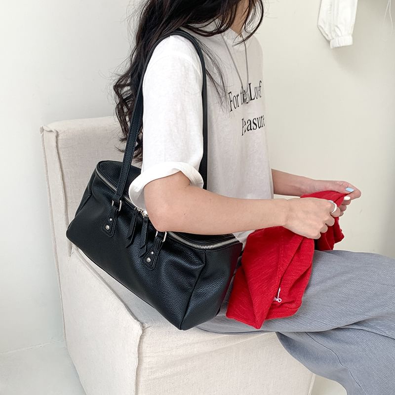 Leather Plain Faux Bag Shoulder