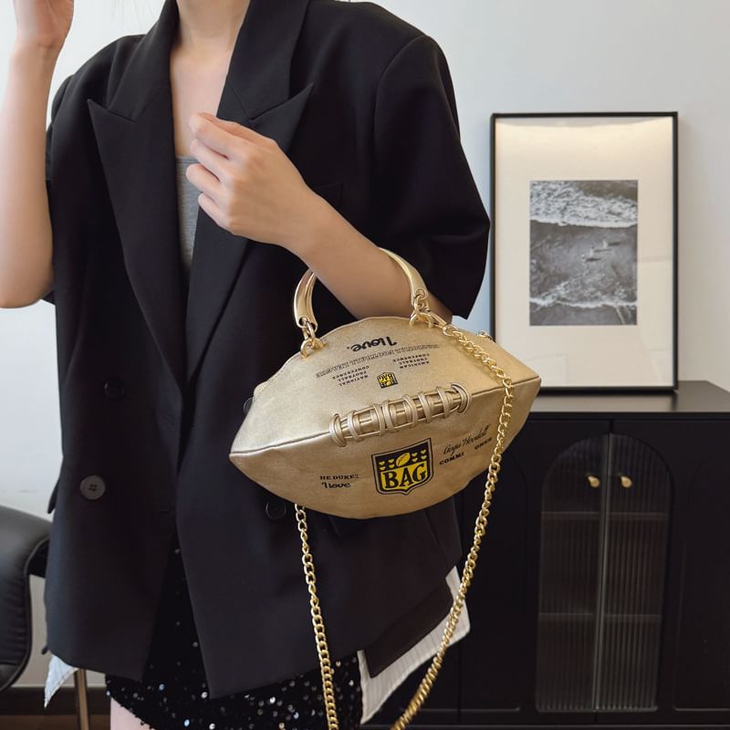 Chain Rugby Bag Crossbody Strap Lettering