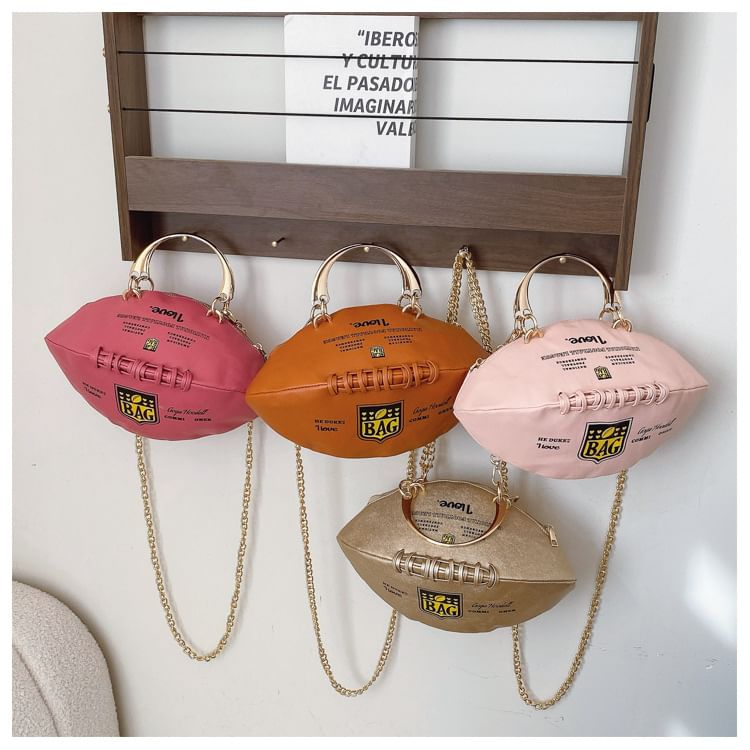 Chain Rugby Bag Crossbody Strap Lettering