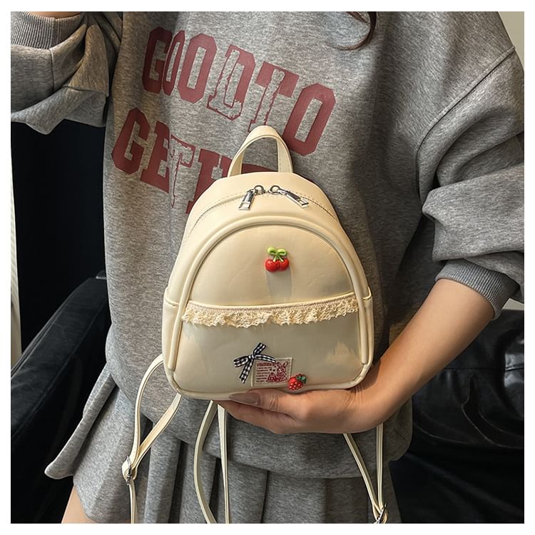 Faux Leather Applique Backpack Trim Lace