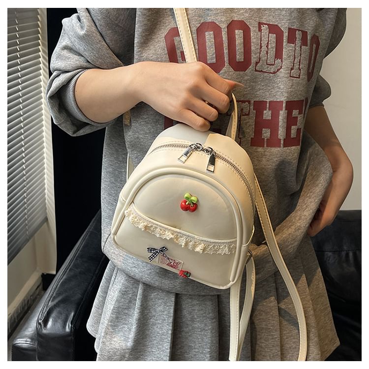 Faux Leather Applique Backpack Trim Lace