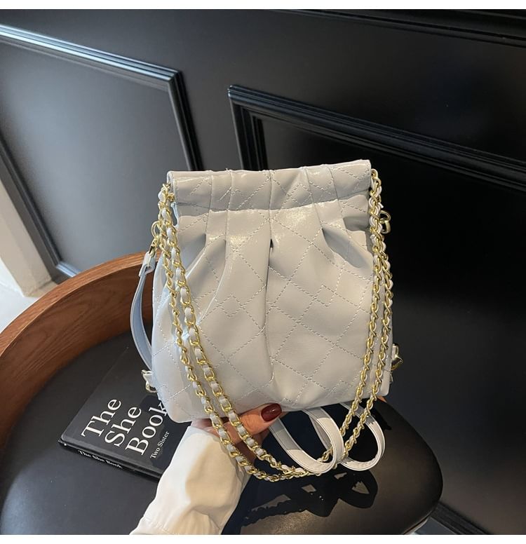 Strap Leather Shoulder Bag Quilted Faux Multi-Way Chain