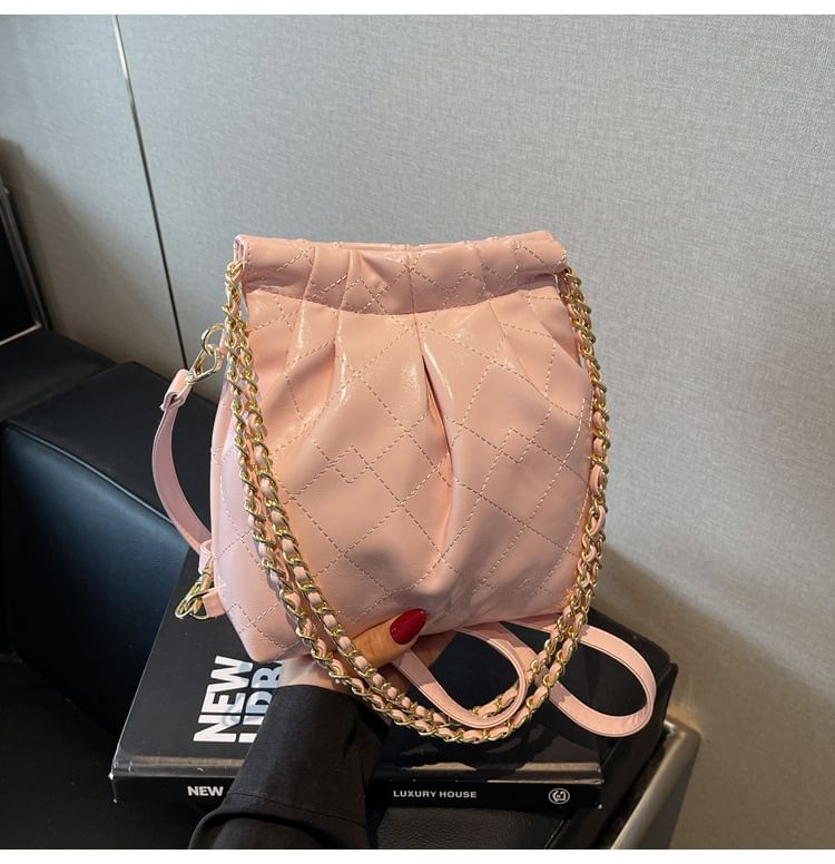 Strap Leather Shoulder Bag Quilted Faux Multi-Way Chain