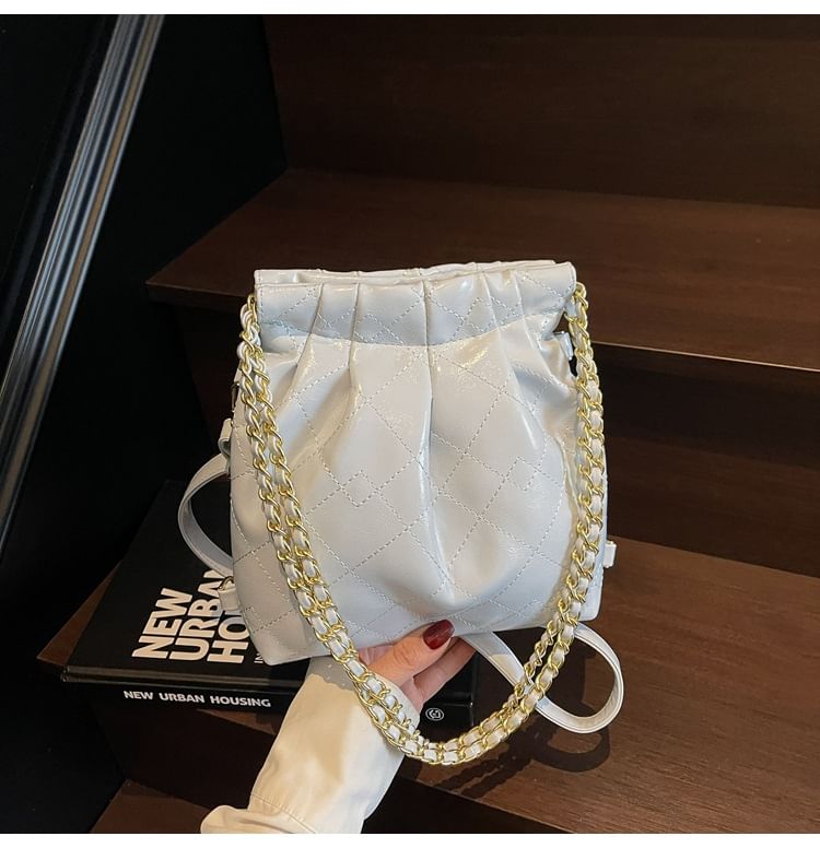 Strap Leather Shoulder Bag Quilted Faux Multi-Way Chain