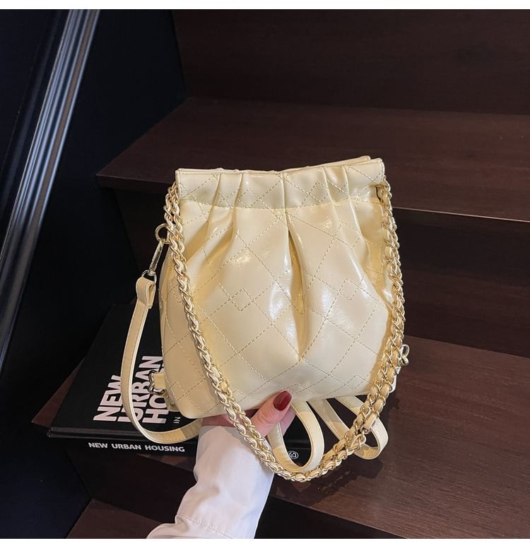 Strap Leather Shoulder Bag Quilted Faux Multi-Way Chain