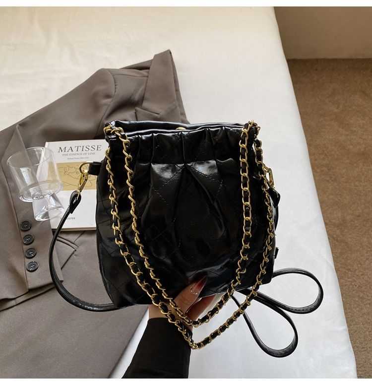 Strap Leather Shoulder Bag Quilted Faux Multi-Way Chain