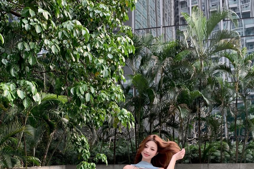 Skirt Tiered Mini Camisole / Ruffle Waist Plain Top High A-Line Crop