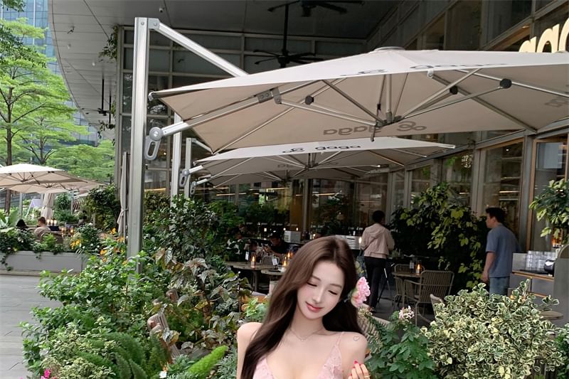 Dress Strap Bow Sheath Ruffle Maxi Print Spaghetti Floral