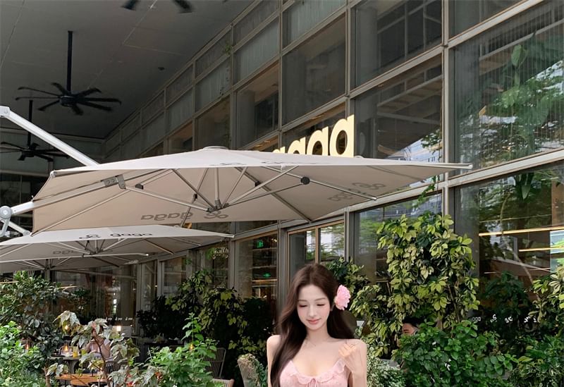 Dress Strap Bow Sheath Ruffle Maxi Print Spaghetti Floral