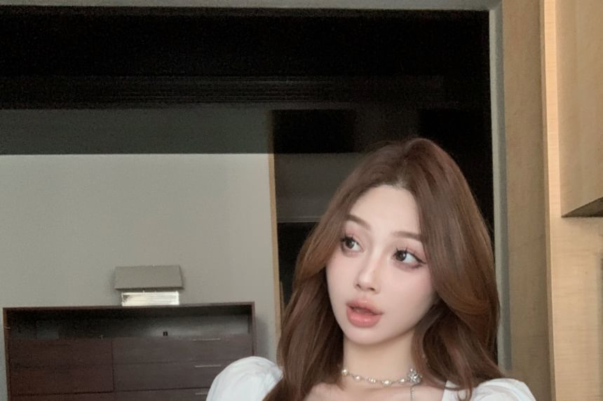 High / Rise Blouse Maxi Plain A-Line Neck Sleeveless Frill Skirt Crop Bow Scoop