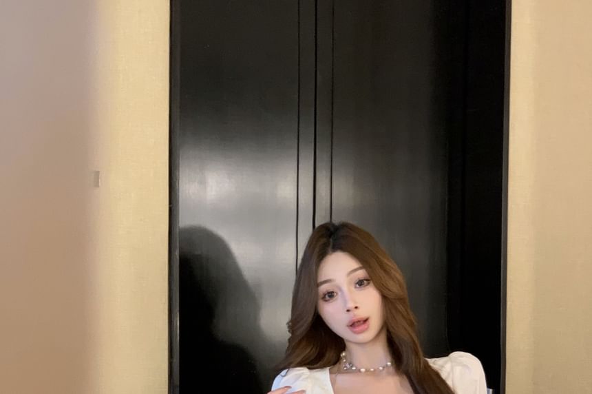 High / Rise Blouse Maxi Plain A-Line Neck Sleeveless Frill Skirt Crop Bow Scoop