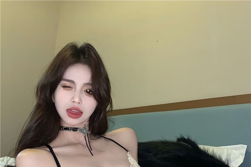 Camisole Mesh Bow Top Lace Panel