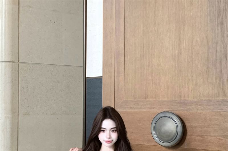 Sleeveless A-Line Ruffle Floral Mini V-Neck Print Dress